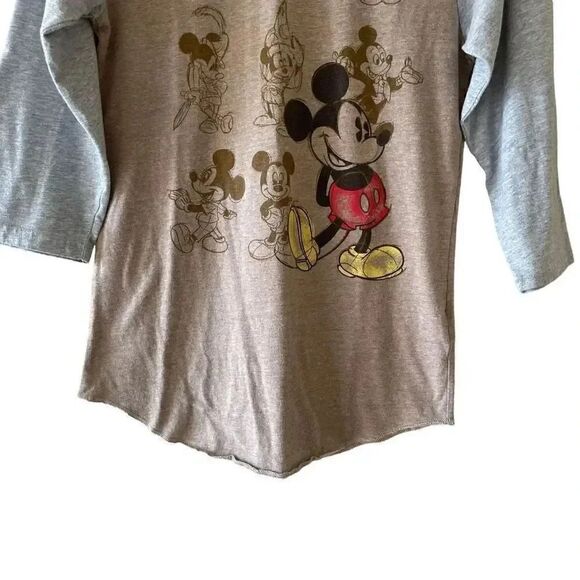 Disney Mickey Mouse Graphic Long Sleeves Tee Gray Tan Crewneck Soft SZ L # 1759 - Picture 4 of 13